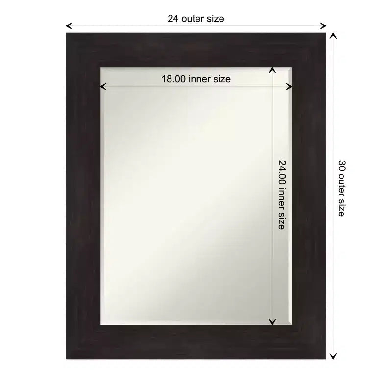 Specchio da parete piccolo smussato per bagno con cornice color espresso
