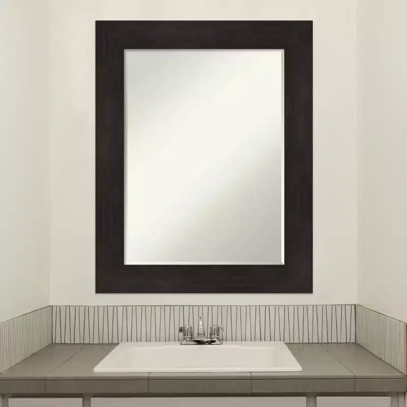 Specchio da parete piccolo smussato per bagno con cornice color espresso