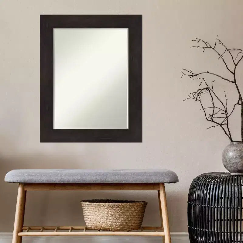 Specchio da parete piccolo smussato per bagno con cornice color espresso