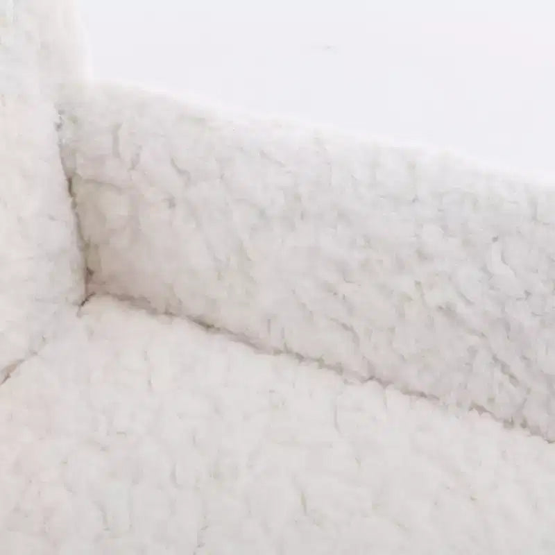 Sedia da ufficio regolabile in pelliccia sintetica di coniglio con base in metallo dorato, beige