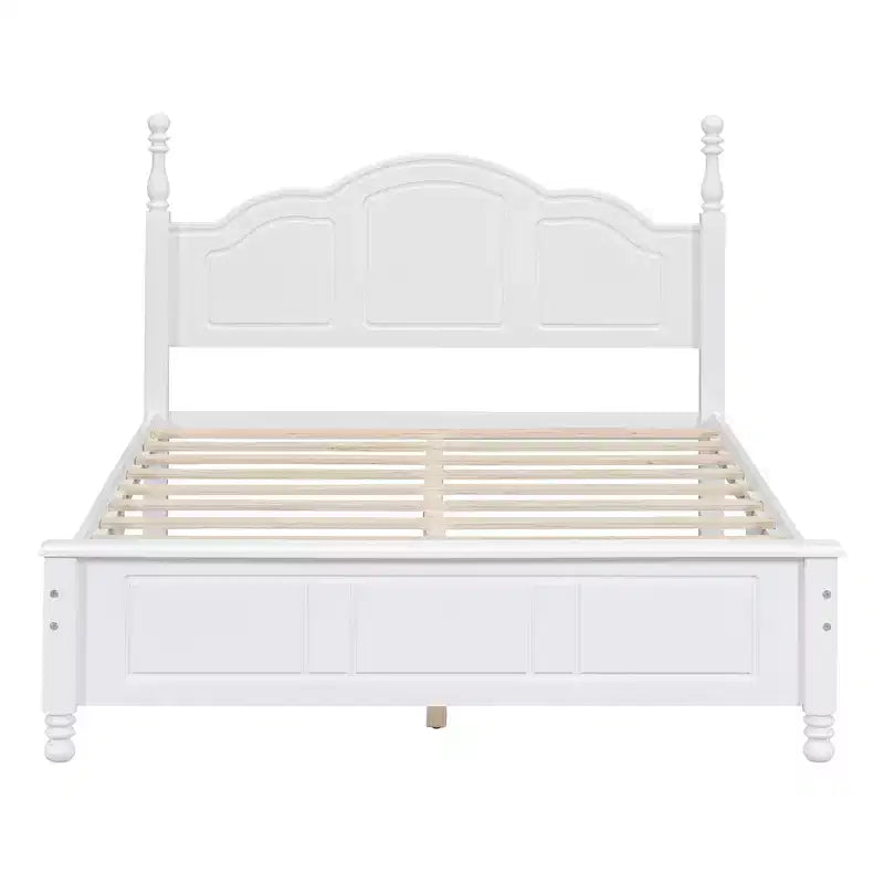 Struttura Letto a Piattaforma in Legno con Testiera Curva e Supporto a Doghe