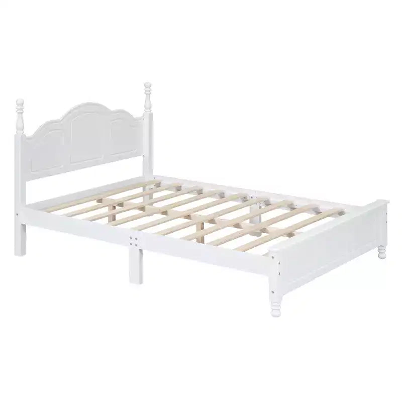 Struttura Letto a Piattaforma in Legno con Testiera Curva e Supporto a Doghe