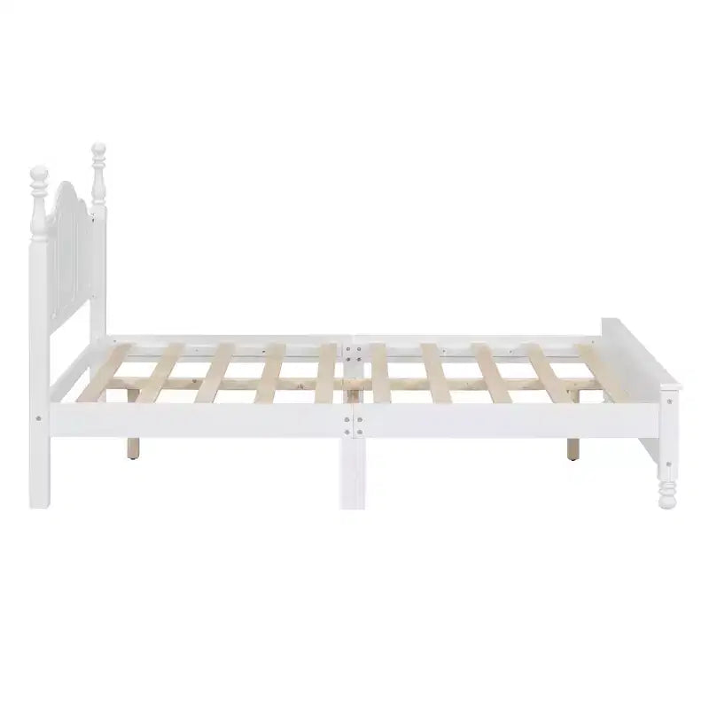 Struttura Letto a Piattaforma in Legno con Testiera Curva e Supporto a Doghe