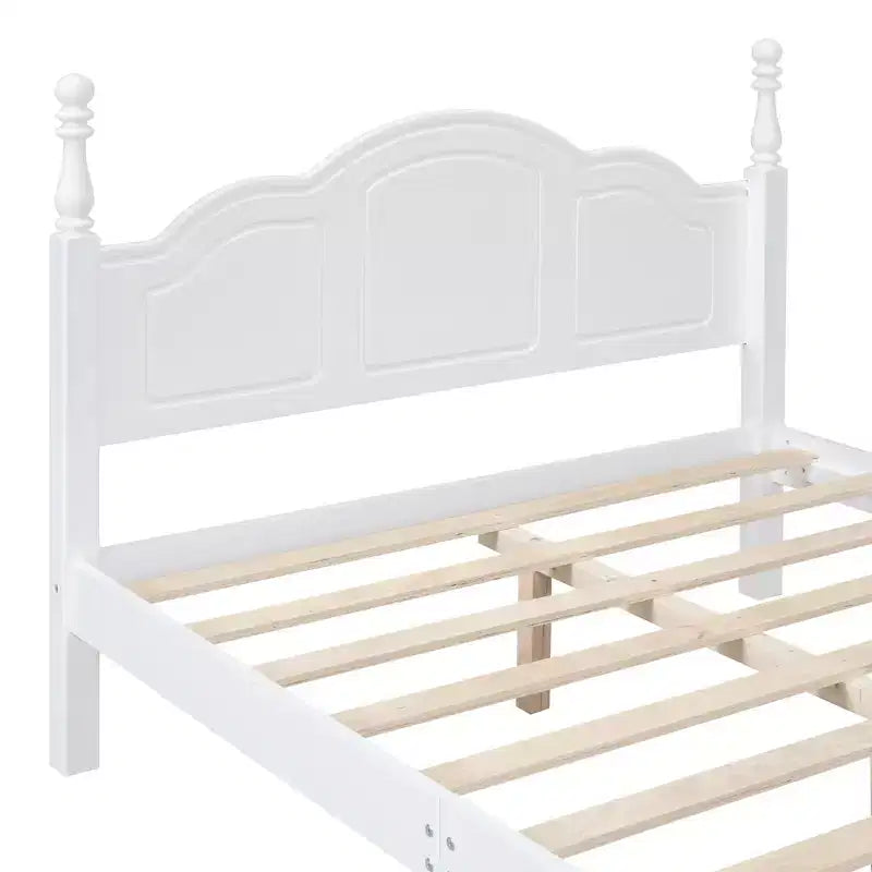 Struttura Letto a Piattaforma in Legno con Testiera Curva e Supporto a Doghe
