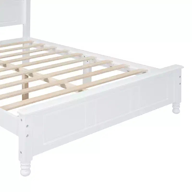 Struttura Letto a Piattaforma in Legno con Testiera Curva e Supporto a Doghe