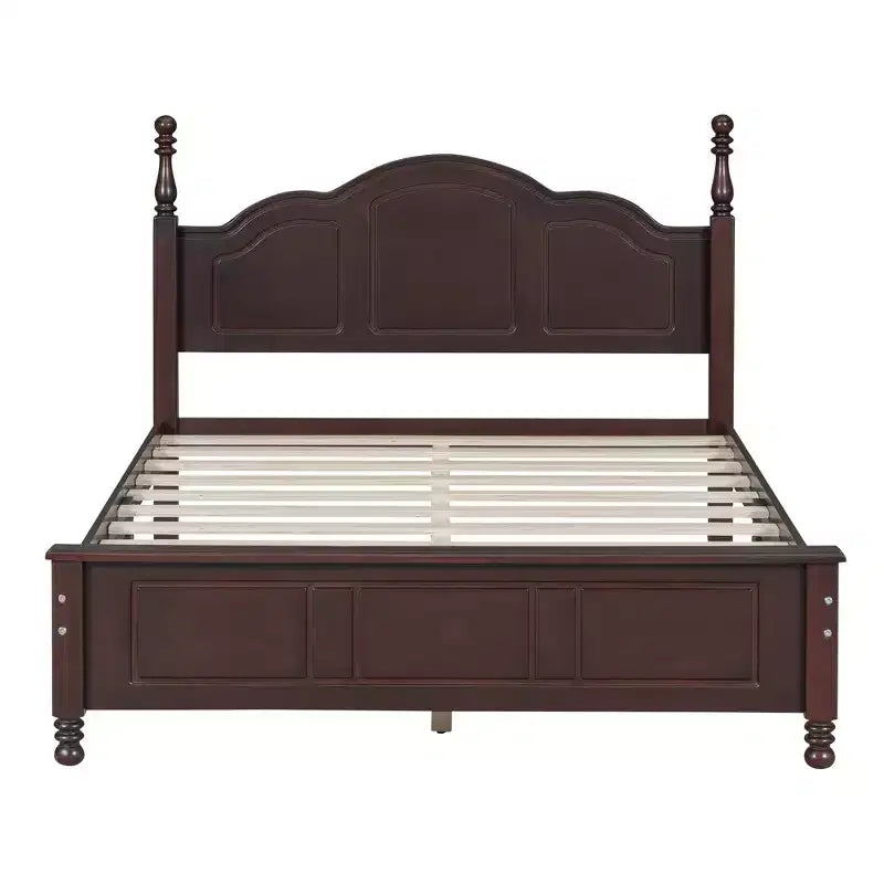 Struttura Letto a Piattaforma in Legno con Testiera Curva e Supporto a Doghe