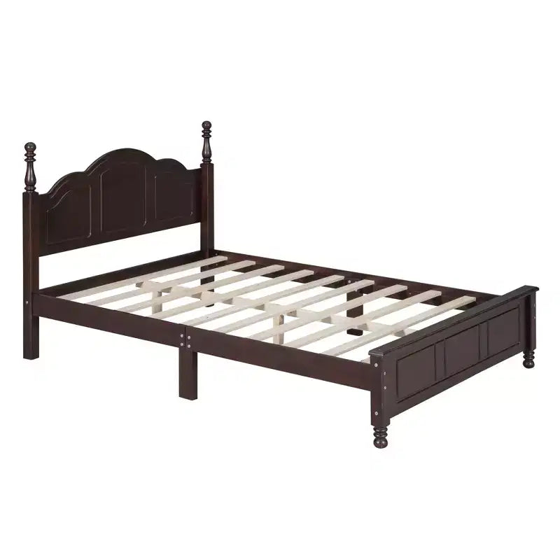Struttura Letto a Piattaforma in Legno con Testiera Curva e Supporto a Doghe