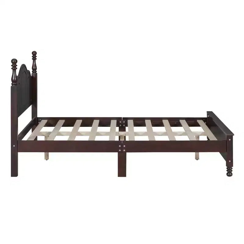 Struttura Letto a Piattaforma in Legno con Testiera Curva e Supporto a Doghe