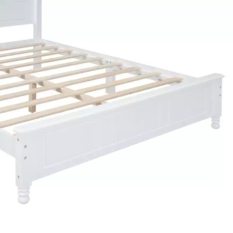 Struttura Letto a Piattaforma in Legno con Testiera Curva e Supporto a Doghe