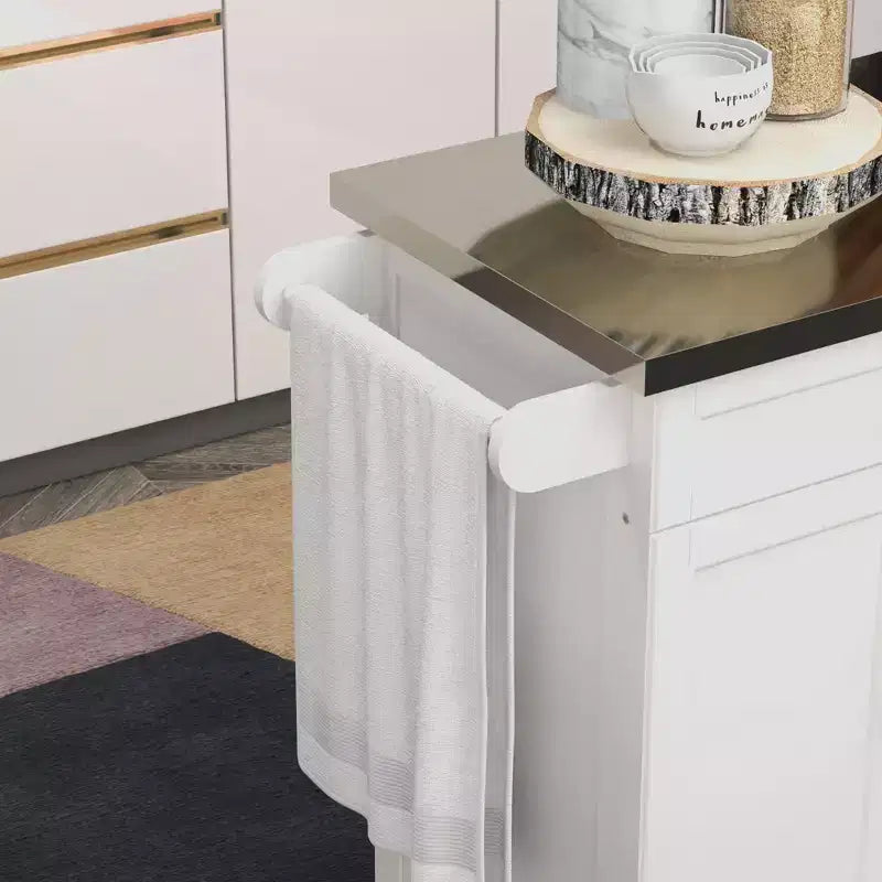 Carrello da cucina su ruote con cassetto e armadietto