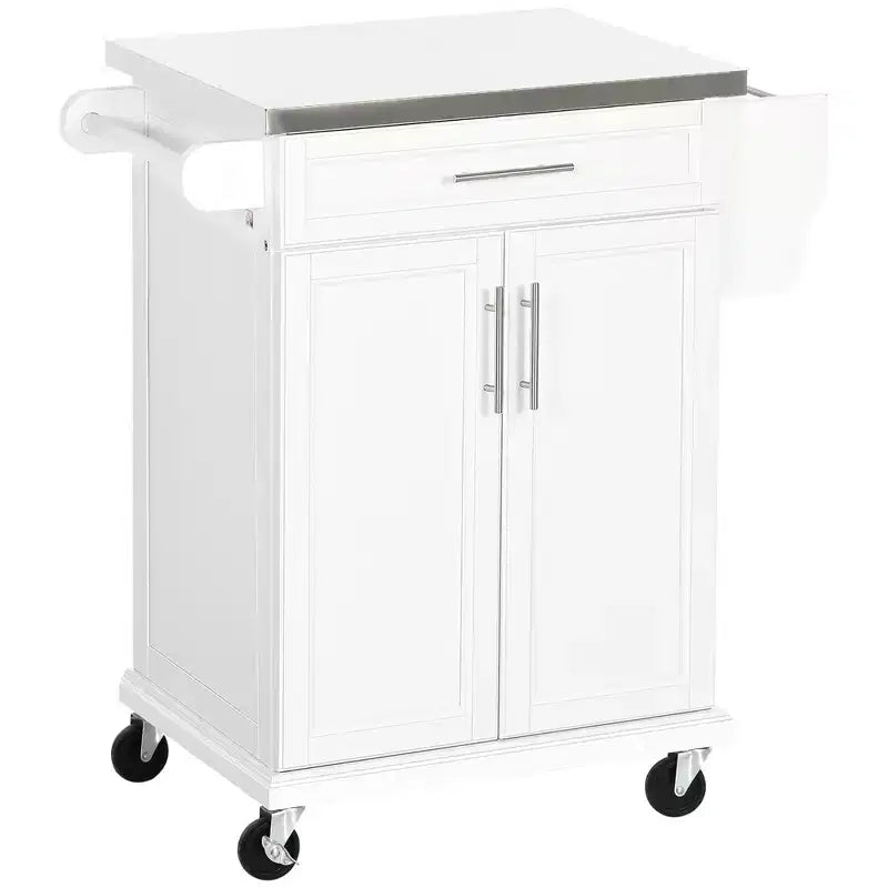 Carrello da cucina su ruote con cassetto e armadietto
