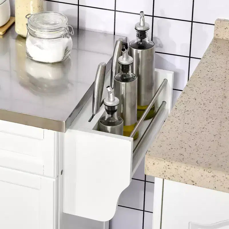 Carrello da cucina su ruote con cassetto e armadietto