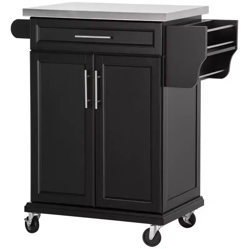 Carrello da cucina su ruote con cassetto e armadietto