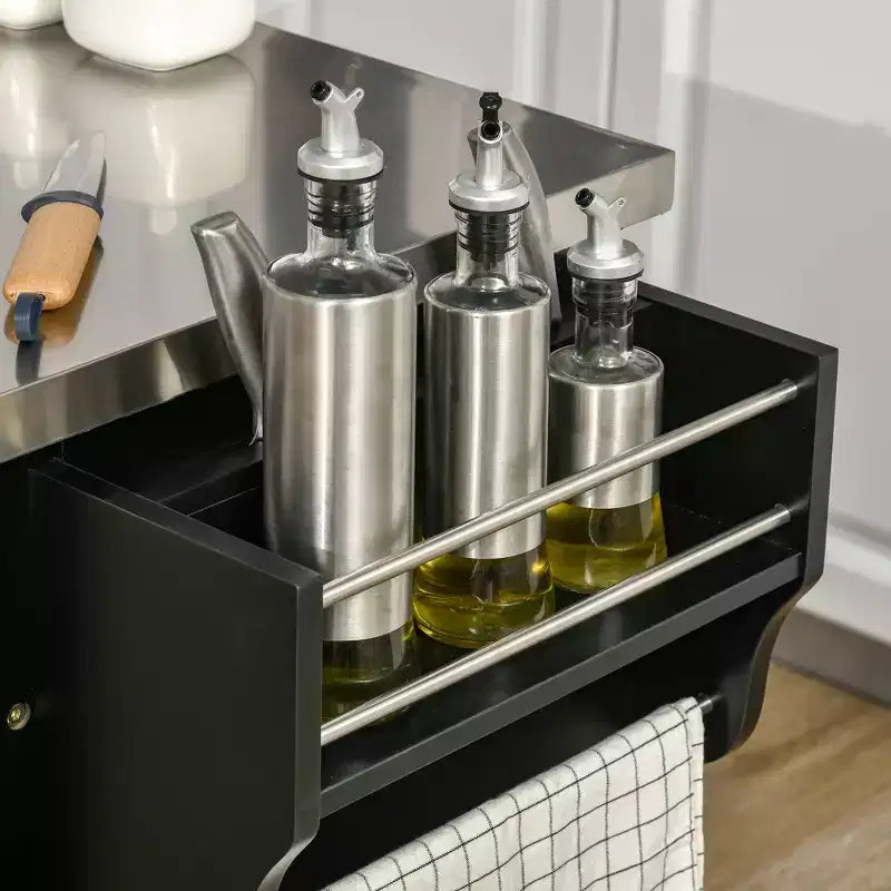 Carrello da cucina su ruote con cassetto e armadietto