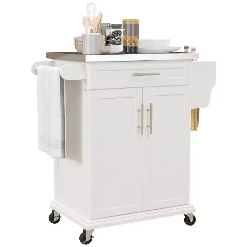 Carrello da cucina su ruote con cassetto e armadietto