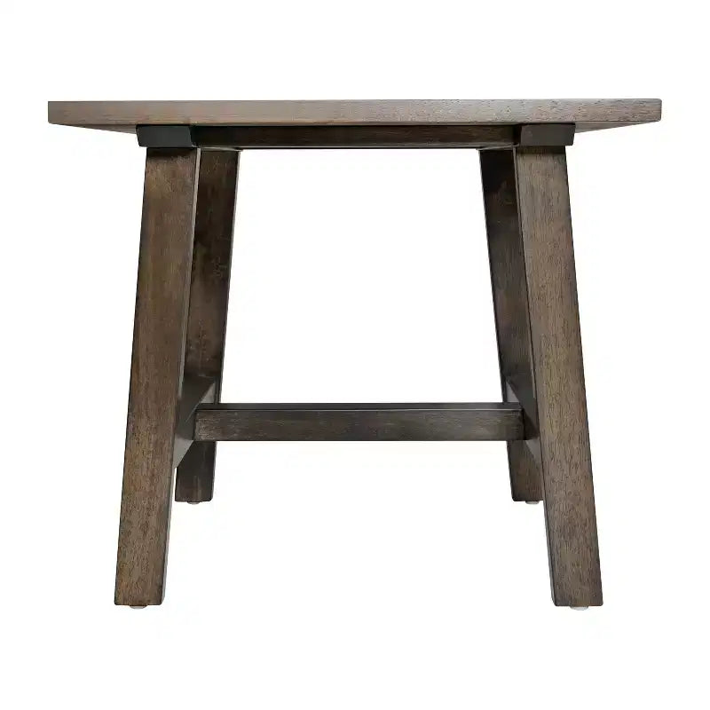 Tavolino laterale con base a cavalletto, in legno massiccio