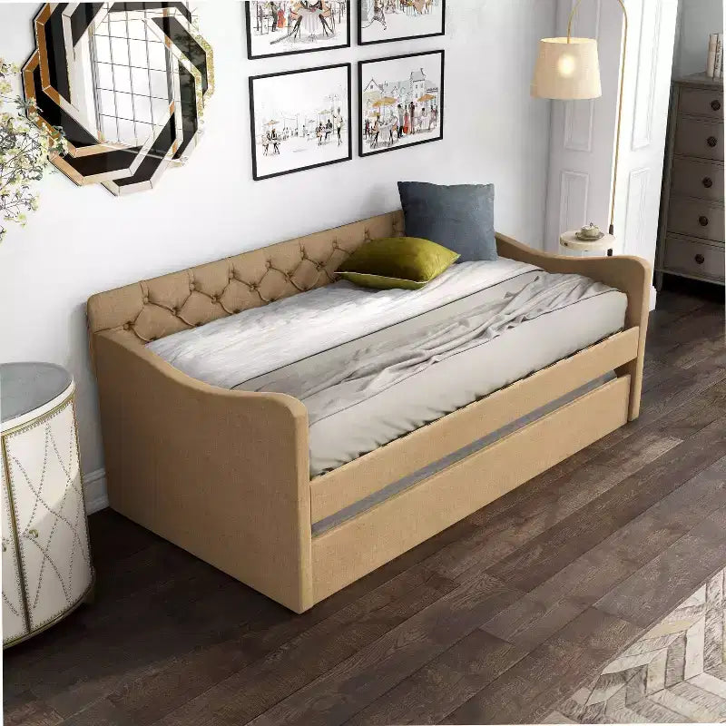 Letto a giorno imbottito singolo con rotelle