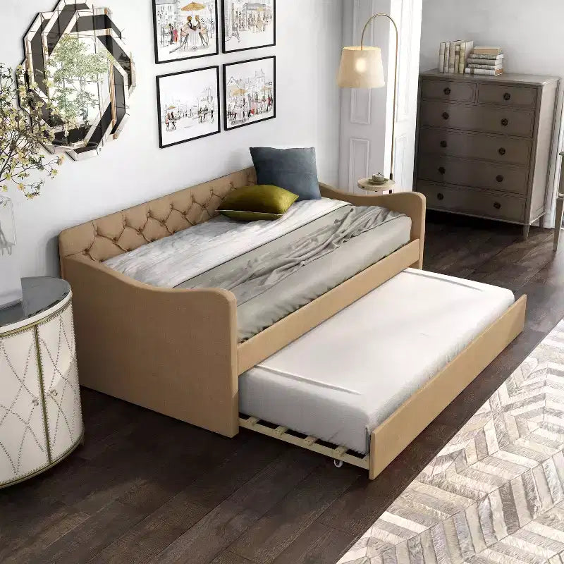 Letto a giorno imbottito singolo con rotelle